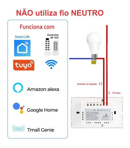 Interruptor Inteligente Touch 3 Botões/teclas Com Wifi Preto