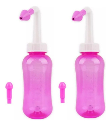 Kit 2 Duchas Higienizador Nasal Bebê Adulto Lavador 300ml Cor Rosa