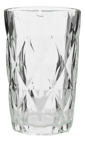 Set 6 Vasos Relieve Diamante Highball De Vidrio 354 Ml Color Transparente