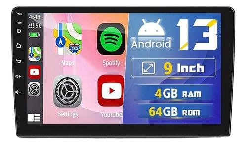 Estéreo 4+64gb Ips Hd 9in Android 13 Con Inalámbrico Carplay