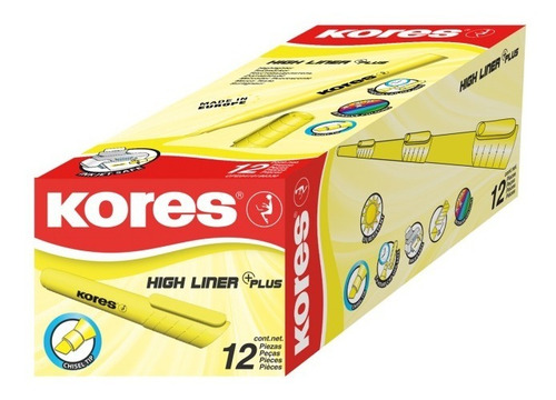 Resaltador K-marker Kores Caja C/12 Pzas Marcatextos Naranja