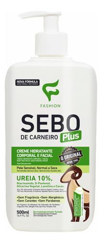 Sebo De Carneiro Ureia 10% Fashion 500ml Bisnaga Hidratante