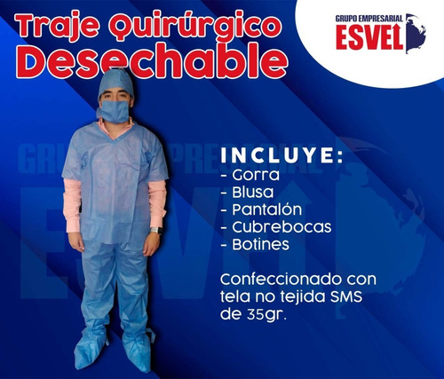 Pijama Quirúrgica Desechable Azul Sms Paquete Con 10 Pz 