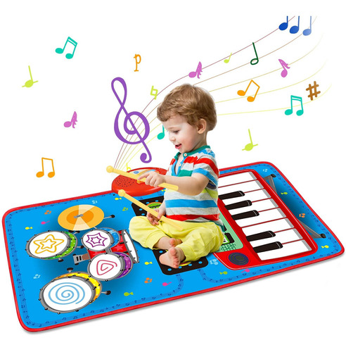 Tapete Musical 2 En 1 Para Beb, Teclado Y Tambor De Piano Pa