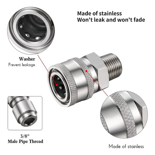 Conector Rápido Macho Hembra De Acero Inoxidable Npt De 3/8