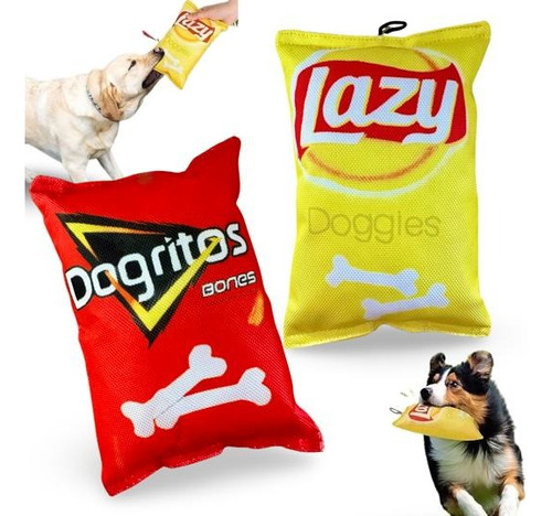 Brinquedo Para Cães Dogritos Bag Of Chips, Brinquedos Inter Cor Salgadinho Vermelho Pelúcia