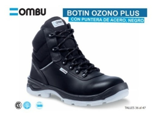 Botin De Trabajo Y Seguridad Ombu Ozono Negro Puntera Acero