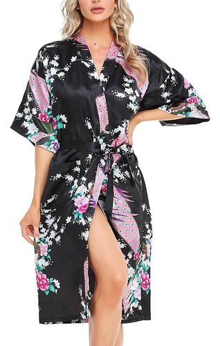 Hkm #kimono Batas Para Mujer, Batas De Baño De Satén Para