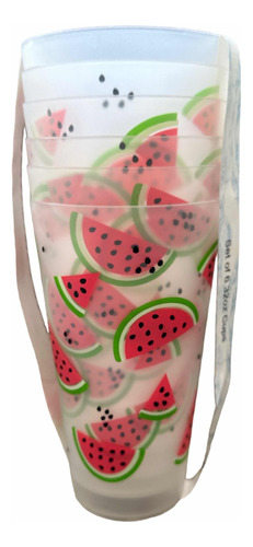 Vasos Patilla Watermelon Para Niñas Set De 6 Pzas