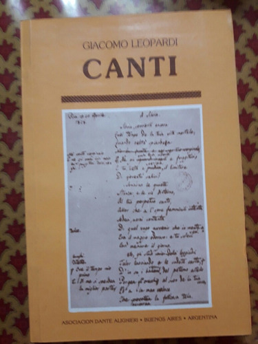 Canti (en Italiano) Giacomo Leopardi