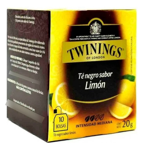 Te Twinings- Te Negro Sabor Limon- Caja X 10 Saquitos 