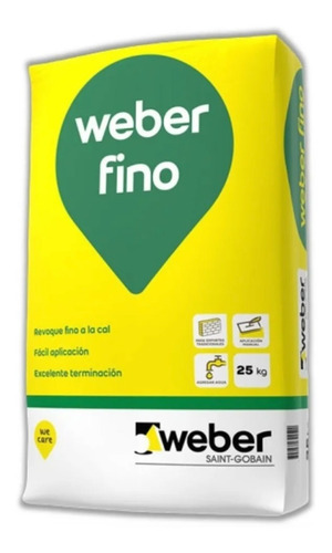 Weber Fino Revoque Interiores A La Cal Gris 25kg Sibaco