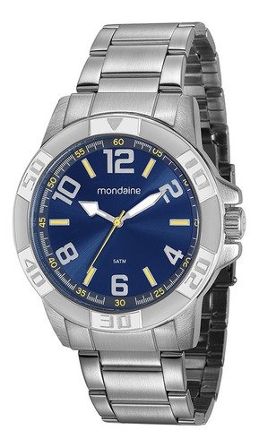 Relogio Masculino Prata Mondaine Fundo Azul 99369g0mvne2