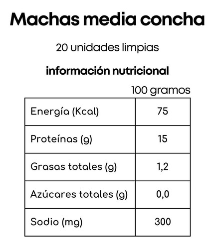 Imagen 3 de 4 de Machas Media Concha 20 Unidades (marisco)