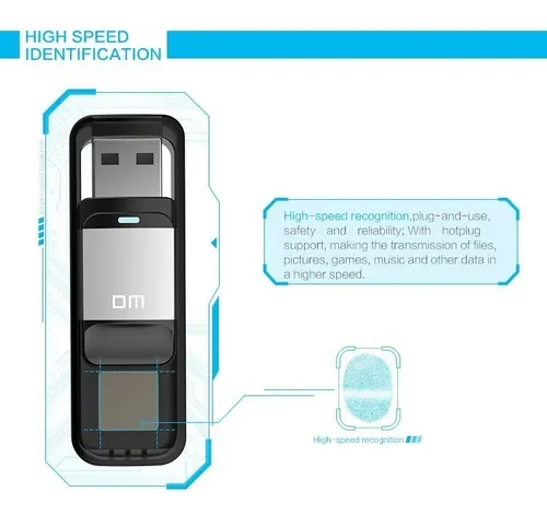 Pendrive Leitor Impressão Digital 64g Biométrico Usb