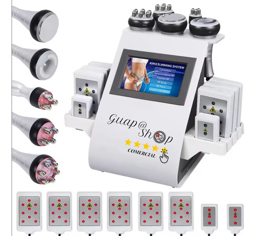 GuapaShop Comercial 6in140k máquina Mmultifuncional de radiofrecuencia 6 en 1 con Cavitación 40 K lipo láser Color Blanco 110V