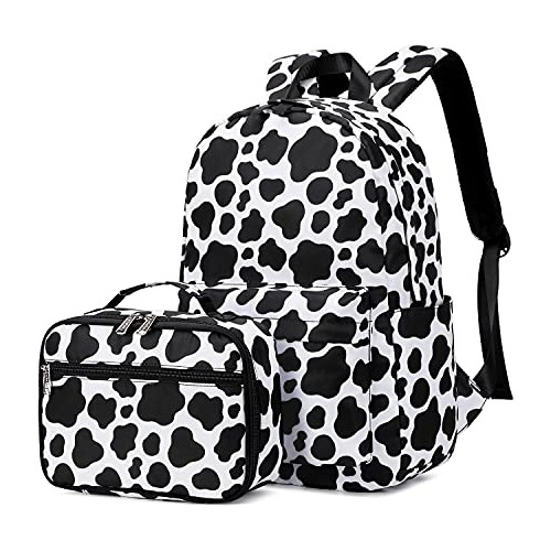 Ecodudo Cow Print Girls Backpack Set For Adolescents Qcnj4