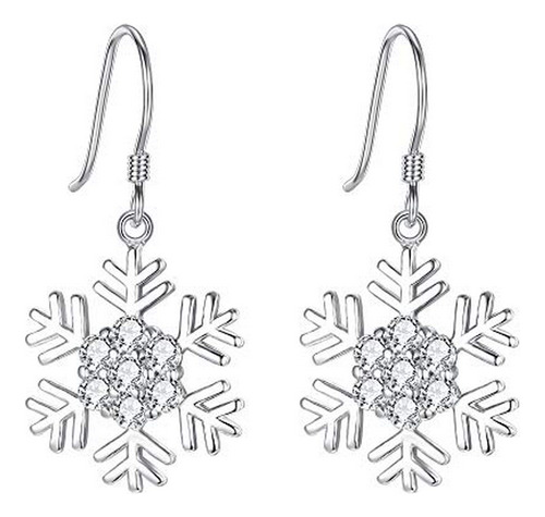 Aretes Anzuelo - Brilove Winter-snowflake-earrings-for-wome