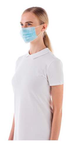 50 Máscaras Descartáveis Tripla Camada Com Clipe Nasal
