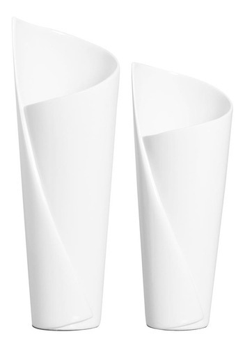 Dupla Vasos De Cerâmica Florença Decoração De Sala Branca Cor Branco