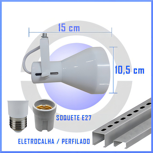 Spot Trilho Par30 Lampada Led Calha Perfilado 15 Unid Cor Branco