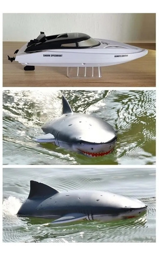 Imagem 5 de 9 de Barco Lancha 2 Em 1 Cabeça De Tubarão Shark Controle Remoto!
