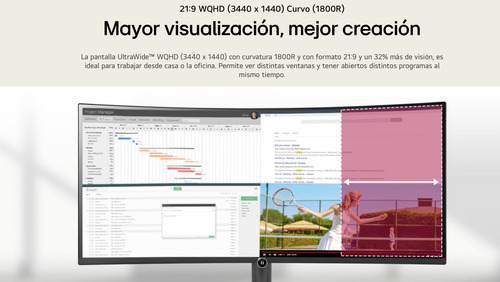 Monitor Curvo Ultrawide LG 34wr50qc-b Wqhd 100 Hz Freesync C