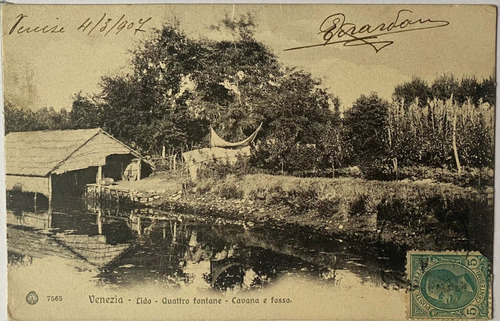 Antigua Postal, Isla, Lido, Año 1907, Venecia, Italia, 4p070