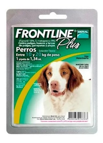 Frontline Plus Pipeta Perro De 10 A 20 Kg Pulgas Garrapatas 