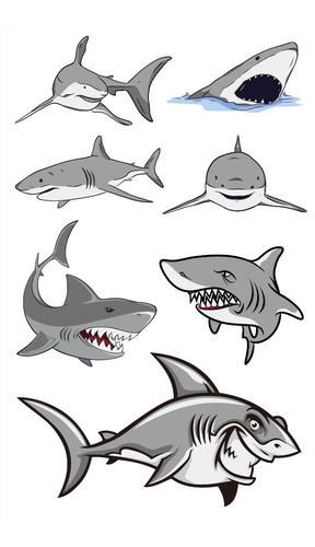 Imagen 7 de 10 de Tatuajes Temporales Tattoo Tiburon Mar Sirena X10 Souvenir