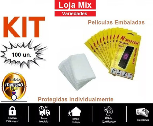 Lote Kit 100 Pelicula De Vidro No Atacado Varios Modelos