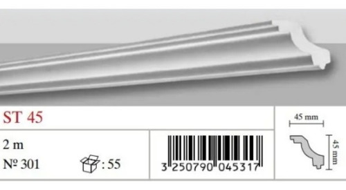 Moldura Decorativa St45 Para Interiores 2 Metros La Pieza