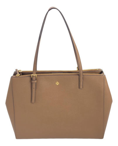 Bolso Tory Burch Emerson Moose Tan Con Herrajes Dorados