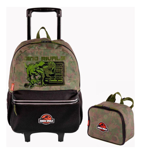 Mochila E Lancheira Jurassic Rivals - 70% Poliéster - 43cm