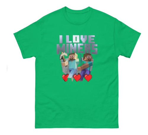 Polera Unisex Infantil Minecraft Game Love Miners Estampado