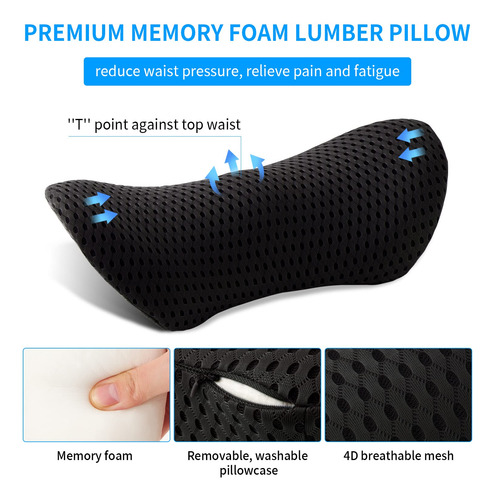 Almohada Lumbar De Espuma Viscoelástica Para Silla Y Auto