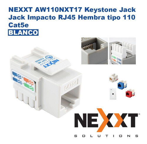 Nexxt Aw110nxt17 Keystone Jack Rj-45 Cat5e, Tipo 110, Blanco