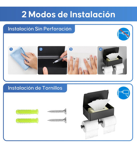 Porta Rollos Papel De Baño Para 2 Rollos Con Almacenamiento