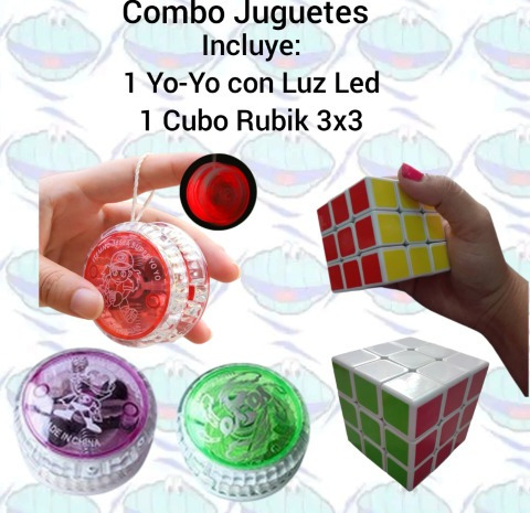 Combo Juguete Didáctico Cubo Mágico Rubik + Yoyo Luces