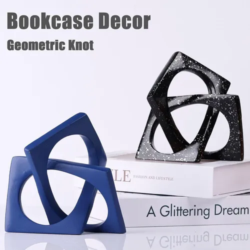 Escultura Geométrica Azul Marino Decorativa Para Mesa