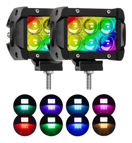 Bluemotor 4 Pulgadas De Barra De Luz Led De 18 W Con 8 Color