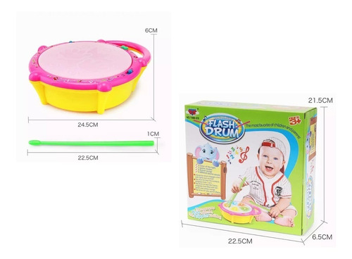 Tambor Infantil Musical Com Luz E Som Flash Drum - Peng Zhan