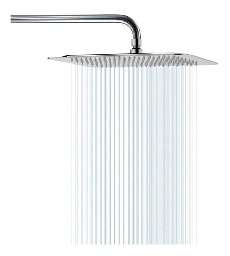 Regadera Cuadrada 20cm Acero Inox Y Tubo 40cm De Lujo Outlet Acabado Brillante Color Plateado