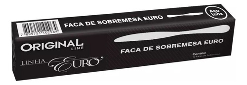 Faca Sobremesa Aço Inoxidável Linha Euro Kit Com 12 Peças Cor Cromado