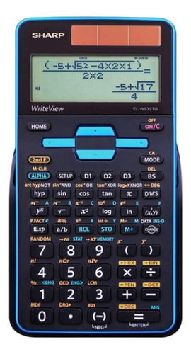 Calculadora científica Sharp EL-W535TGBBL de 16 dígitos, cor preta com azul