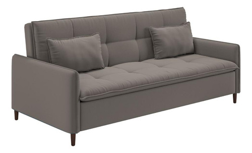 Sofá Cama Reclinável 3 Lug Com Almofadas Multimóveis Cr45239 Cor Bege