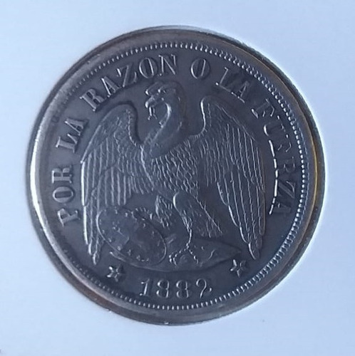 Moneda De Chile: 1 Peso Aguila 1882 Plata Vf-xf Nb1852