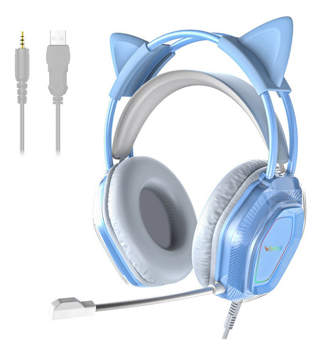 Audífonos Voistek V10 Para Juegos De 3,5 Mm Con Micrófono Color Azul