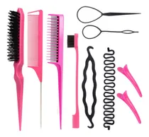 Comprar Kit Cepillos Y Peines Peinado Cabello Pinza Peluquería 10pzs