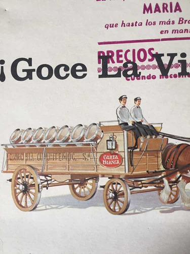 Cartel Vintage Publicidad Cerveza Carta Blanca Aramberri Nl
